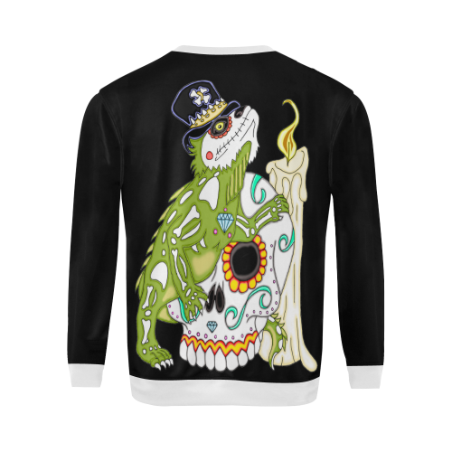 Iguana Sugar Skull Black/White All Over Print Crewneck Sweatshirt for Men (Model H18)