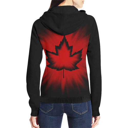 Canada Souvenir Hoodie Jackets Cool All Over Print Full Zip Hoodie for Women (Model H14)