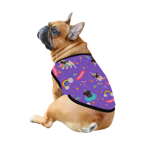 Pug Unicorn Pattern on Purple Dog Shirt All Over Print Pet Tank Top