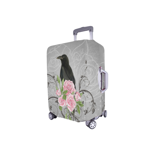 The crow with roses Luggage Cover/Small 18"-21"