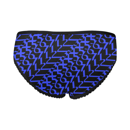 NUMBERS Collection 1234567 "Reverse" Blueberry/Black Women's All Over Print Girl Briefs (Model L14)
