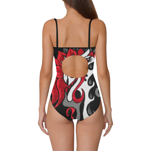 The Countess Vampire Countess Goth Abstract Art Strap Swimsuit ( Model S05)