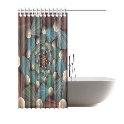 Modern Abstract Fractal Art With Depth Brown Slate Turquoise Shower Curtain 66"x72"