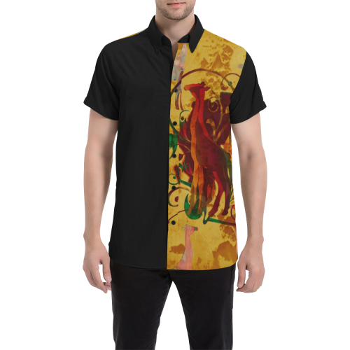 Magic Africa Giraffes Ornaments grunge Men's All Over Print Short Sleeve Shirt (Model T53)