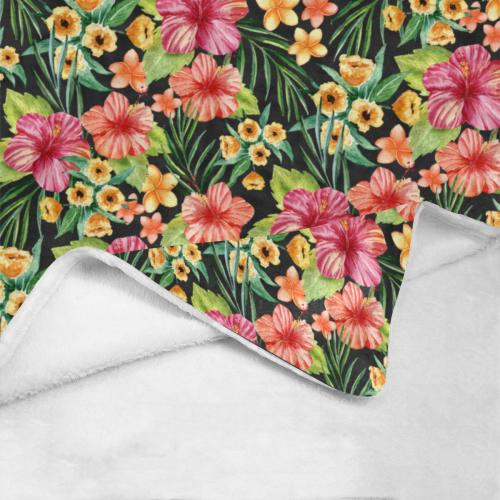 Tropical Flowers Ultra-Soft Micro Fleece Blanket 50"x60"