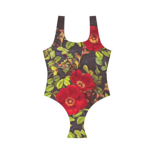 flowers #flowers #pattern #flora Vest One Piece Swimsuit (Model S04)