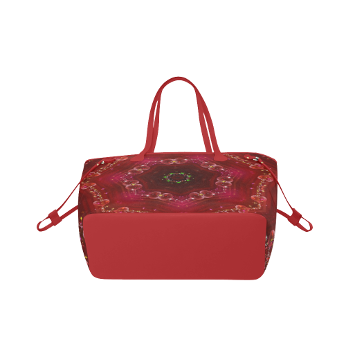 Love and Romance Glittering Ruby and Diamond Heart Clover Canvas Tote Bag (Model 1661)