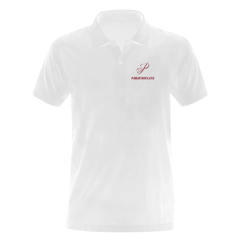 Parafanellya White & Burgundy Polo Men's Polo Shirt (Model T24)