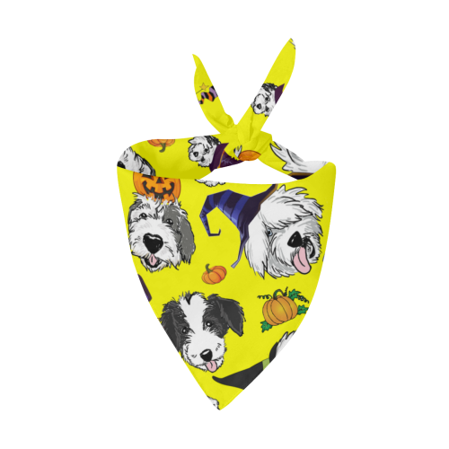 Halloween OES faces yellow Pet Dog Bandana/Large Size
