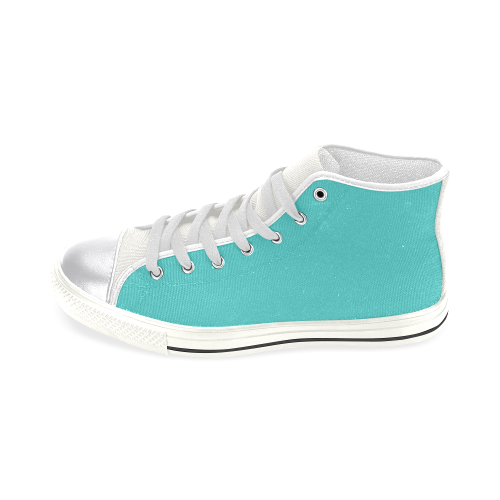 color medium turquoise Women's Classic High Top Canvas Shoes (Model 017)