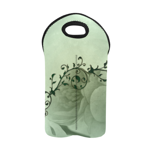 Wonderful flowers, soft green colors 2-Bottle Neoprene Wine Bag