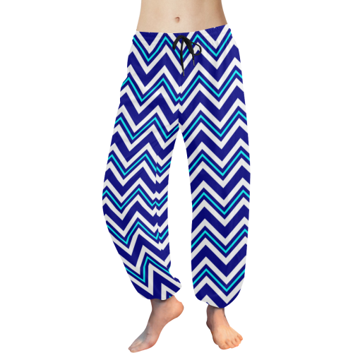 Aqua and Navy Chevron Harem Pants Women's All Over Print Harem Pants (Model L18)