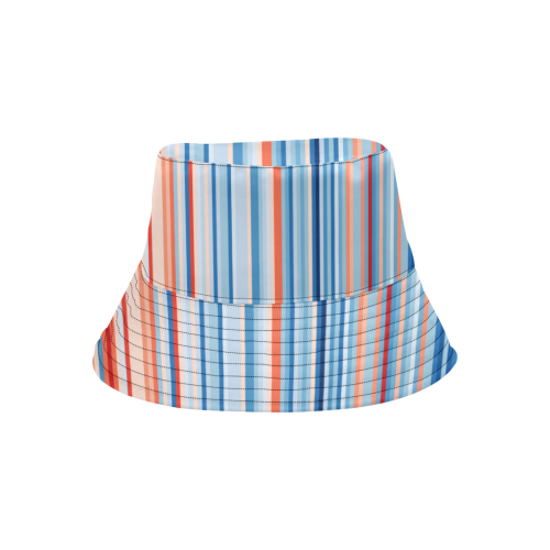 Blue and coral stripe 1 All Over Print Bucket Hat for Men