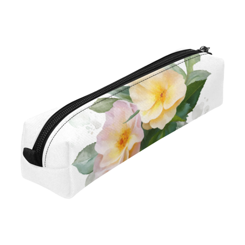 2 Wild Roses floral watercolor Pencil Pouch/Small (Model 1681)