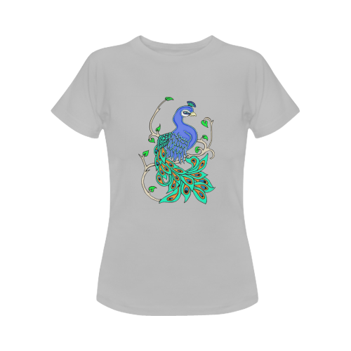 Pretty Peacock Grey Women's T-Shirt in USA Size (Front Printing Only)
