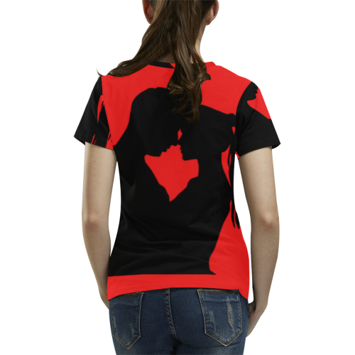 silueta pareja All Over Print T-Shirt for Women (USA Size) (Model T40)