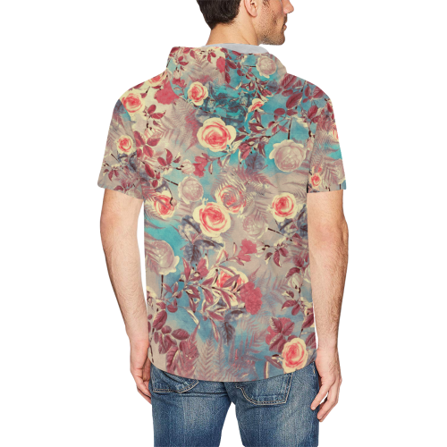 flowers #flowers #pattern All Over Print Short Sleeve Hoodie for Men (Model H32)