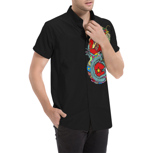Popart Dragon by Nico Bielow Men's All Over Print Short Sleeve Shirt (Model T53)