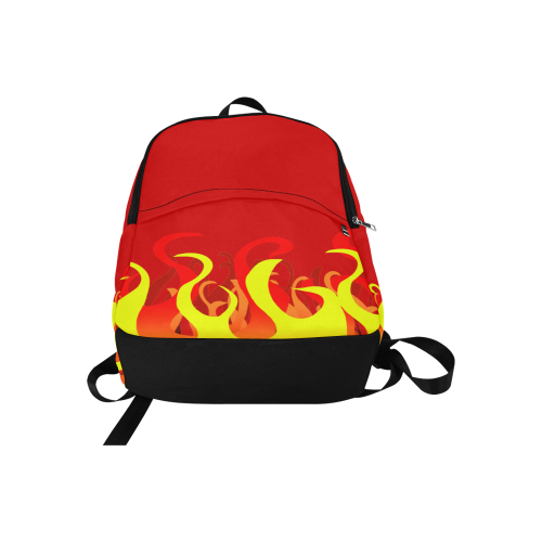 Fire and Flames on Red Fabric Backpack for Adult (Model 1659)