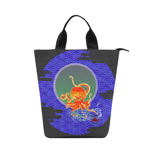 The Lowest of Low Japanese Angry Octopus Nylon Lunch Tote Bag (Model 1670)