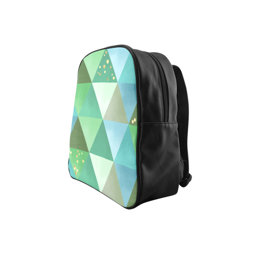 Triangle Pattern - Green Teal Khaki Moss School Backpack (Model 1601)(Small)