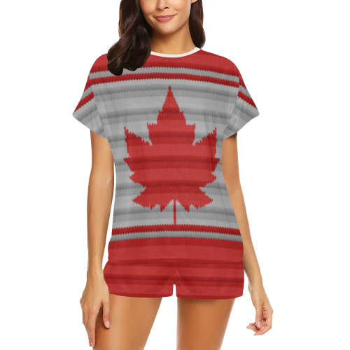 Canada Pajamas Knit Print Women's Short Pajama Set