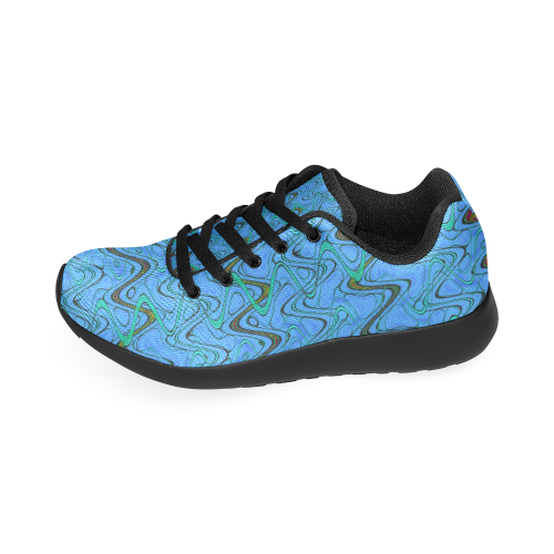 Blue Green and Black Waves pattern design Women’s Running Shoes (Model 020)