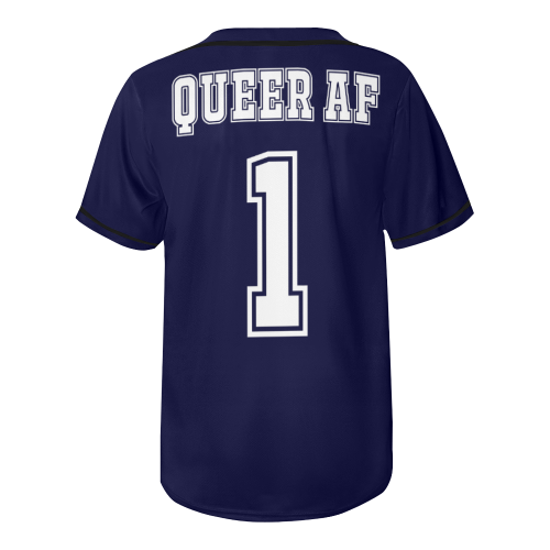 (NAVY) Queer AF Jersey All Over Print Baseball Jersey for Men (Model T50)