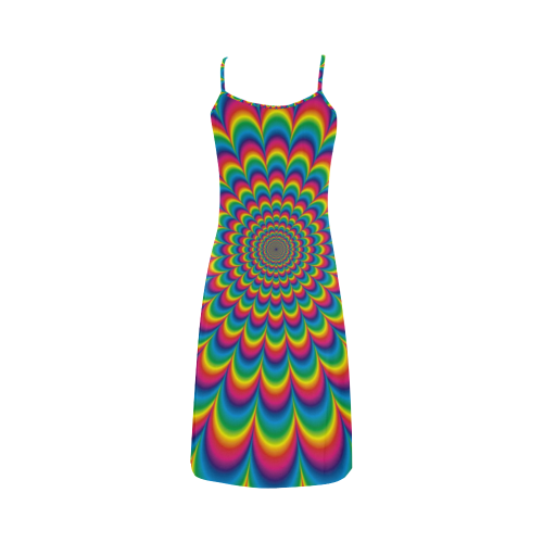 Crazy Psychedelic Flower Power Hippie Mandala Alcestis Slip Dress (Model D05)