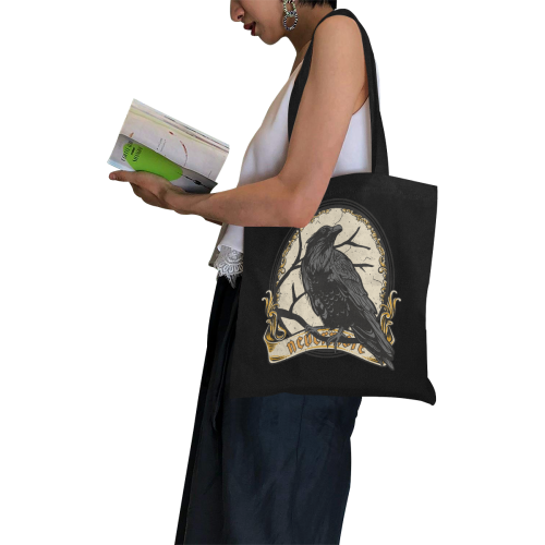 Dark Gothic Raven - EAP Nevermore Vintage Frame 1 All Over Print Canvas Tote Bag/Small (Model 1697)