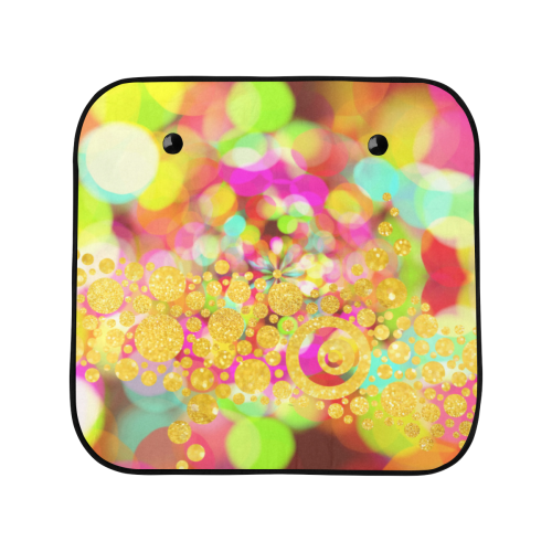 Colored Bokeh Pattern with Glitter Polka Dots Car Sun Shade 28"x28"x2pcs