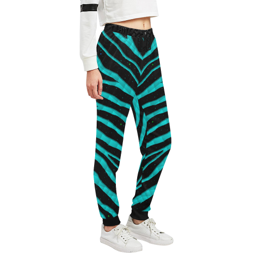 Ripped SpaceTime Stripes - Cyan Unisex All Over Print Sweatpants (Model L11)