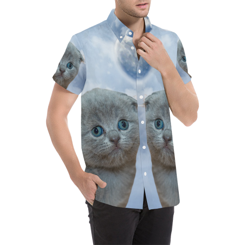 Lonely Little Kitty Men's All Over Print Short Sleeve Shirt (Model T53)