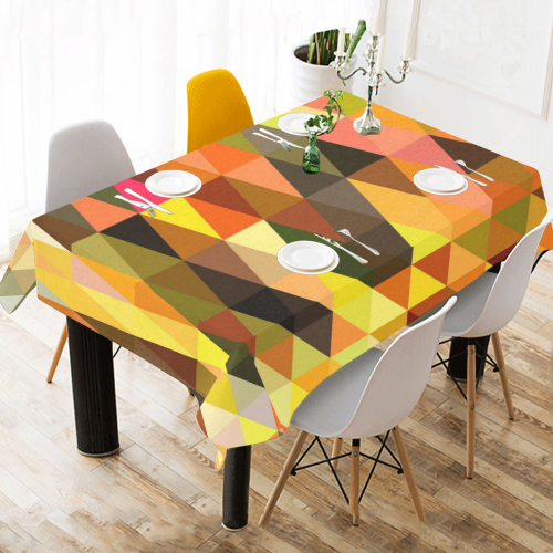 Fall Mosaic Cotton Linen Tablecloth 60" x 90"