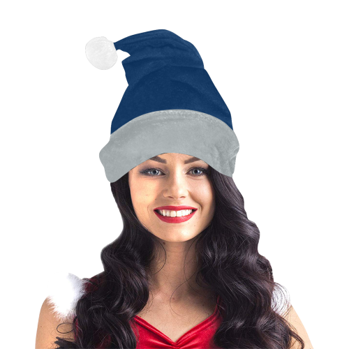 Team Colors Blue and Silver Santa Hat