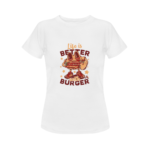 Life Is Better With A Burger Women's T-Shirt in USA Size (Front Printing Only)