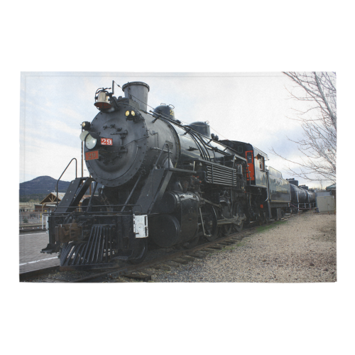 Railroad Vintage Steam Engine on Train Tracks Azalea Doormat 24" x 16" (Sponge Material)