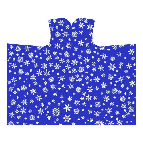Christmas White Snowflakes on Blue Hooded Blanket 60''x50''