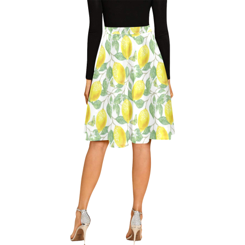 Lemons And Butterfly Melete Pleated Midi Skirt (Model D15)