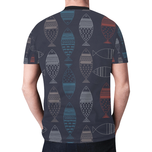 abstract fish New All Over Print T-shirt for Men/Large Size (Model T45)