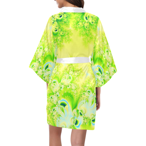 Sunny Spring Frost  Fractal Abstract Kimono Robe