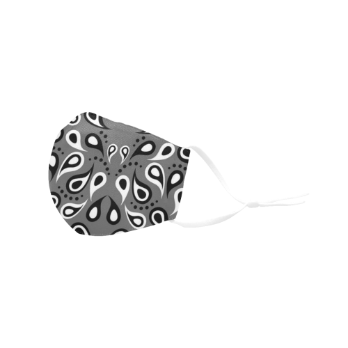 Black And White Paisley 3D Mouth Mask with Drawstring (60 Filters Included) (Model M04) (Non-medical Products)