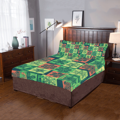 abstract snowflake squares 3-Piece Bedding Set