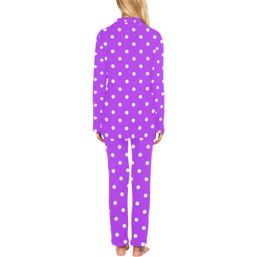 Royal Purple White Dots Women's Long Pajama Set