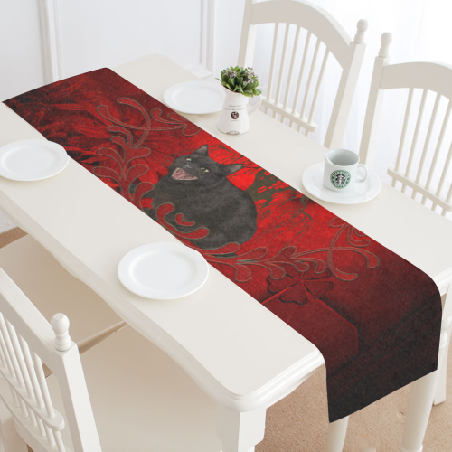 Funny angry cat Table Runner 16x72 inch