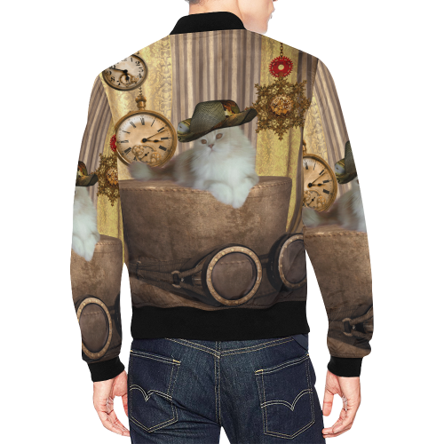 Funny steampunk cat All Over Print Bomber Jacket for Men/Large Size (Model H19)