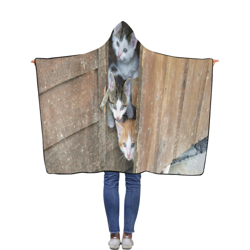 Barnyard Kittens Flannel Hooded Blanket 40''x50''