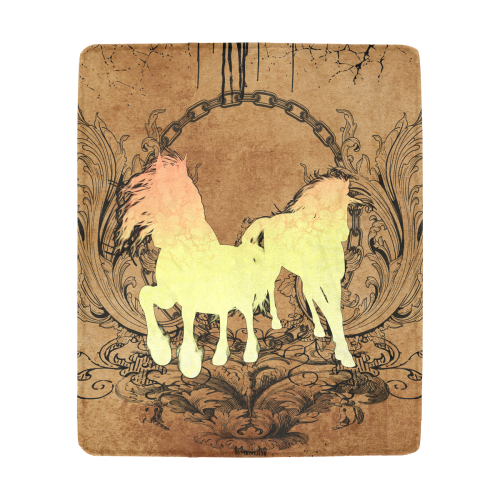 Beautiful horse silhouette in yellow colors Ultra-Soft Micro Fleece Blanket 50"x60"