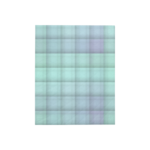 Glass Mosaic Mint Green and Violet Geometrical Quilt 40"x50"