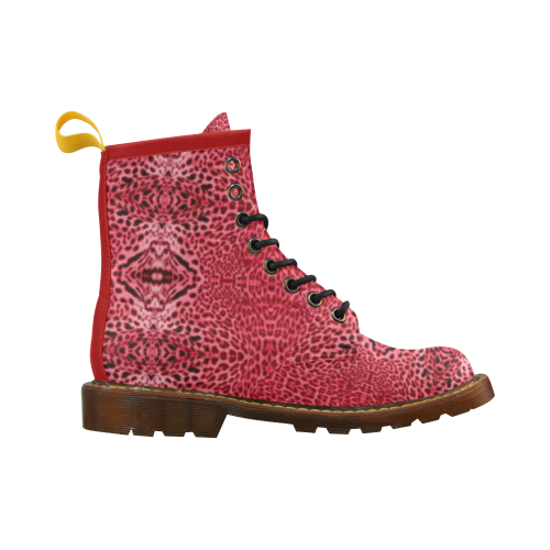 leopard red skin 2 design High Grade PU Leather Martin Boots For Women Model 402H